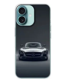 Чехол для iPhone 16 с картинкой «Mercedes на черном»
