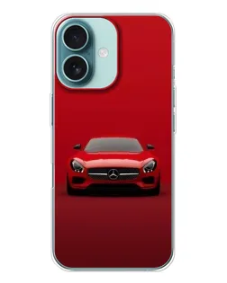 Чехол для iPhone 16 с картинкой «Красный Mercedes AMG»