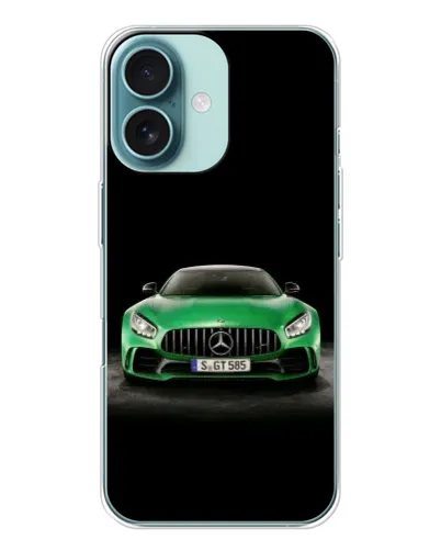 Чехол для iPhone 16 с картинкой «Mercedes — неоновый лого» Чехол для iPhone 16 с картинкой «Mercedes — неоновый лого»