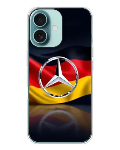 Чехол для iPhone 16 с картинкой «Mercedes — флаг Германии» Чехол для iPhone 16 с картинкой «Mercedes — флаг Германии»