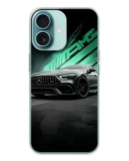 Чехол для iPhone 16 с картинкой «Темный Mercedes AMG»