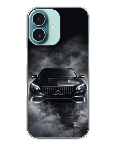 Чехол для iPhone 16 с картинкой «Mercedes в дыму» Чехол для iPhone 16 с картинкой «Mercedes в дыму»