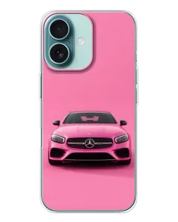 Чехол для iPhone 16 с картинкой «Розовый Mercedes AMG»