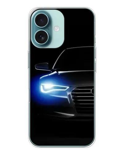 Чехол для iPhone 16 с картинкой «Неоновый взгляд Audi»
