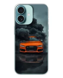 Чехол для iPhone 16 с картинкой «Audi в облаках дыма»
