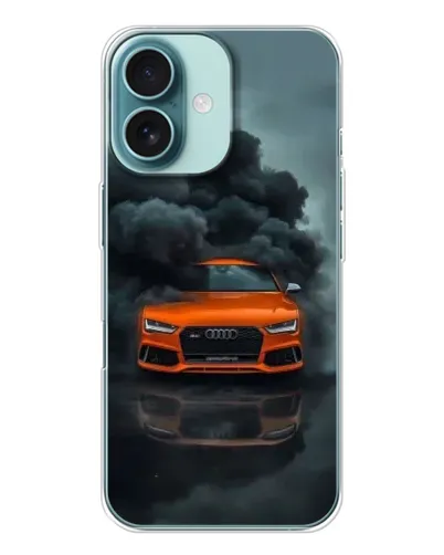 Чехол для iPhone 16 с картинкой «Audi в облаках дыма»