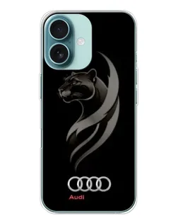 Чехол для iPhone 16 с картинкой «Графика — пантера и Audi»
