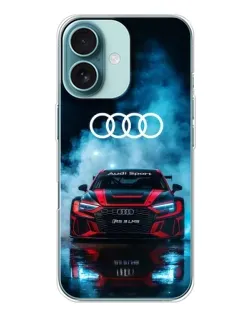 Чехол для iPhone 16 с картинкой «Audi Sport — неон»