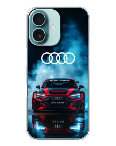 Чехол для iPhone 16 с картинкой «Audi Sport — неон»