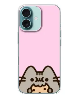 Чехол для iPhone 16 с картинкой «Pusheen и печенье»