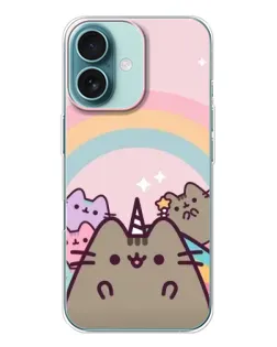 Чехол для iPhone 16 с картинкой «Единорог Pusheen»
