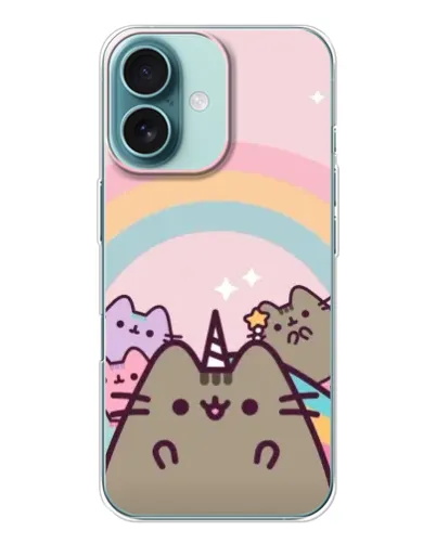 Чехол для iPhone 16 с картинкой «Единорог Pusheen» Чехол для iPhone 16 с картинкой «Единорог Pusheen»