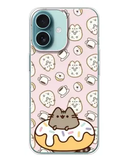 Чехол для iPhone 16 с картинкой «Пушин на пончике»