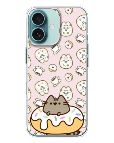 Чехол для iPhone 16 с картинкой «Пушин на пончике» Чехол для iPhone 16 с картинкой «Пушин на пончике»