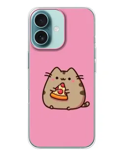 Чехол для iPhone 16 с картинкой «Пушин с пиццей»
