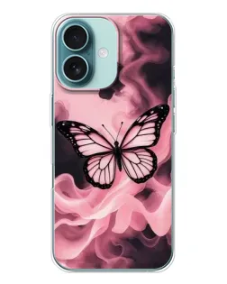 Чехол для iPhone 16 с картинкой «Бабочка в дыму»