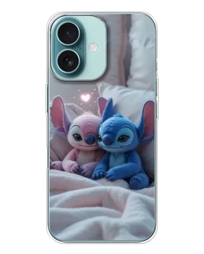 Чехол для iPhone 16 с картинкой «Плюшевые Стич Ангел»