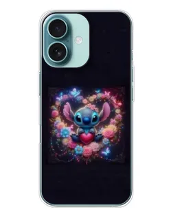 Чехол для iPhone 16 с картинкой «Stitch в цветах»
