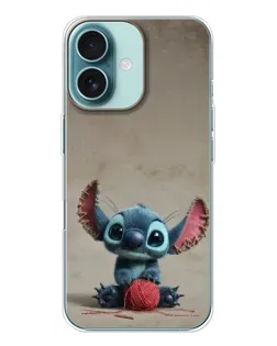 Чехол для iPhone 16 с картинкой «Стич на коричневом фоне»