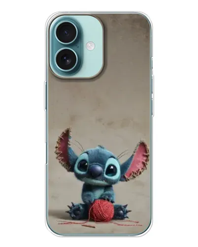 Чехол для iPhone 16 с картинкой «Стич на коричневом фоне»
