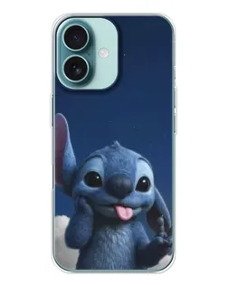 Чехол для iPhone 16 с картинкой «Стич в облаках»