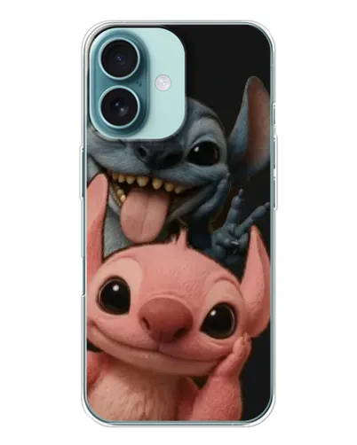 Чехол для iPhone 16 с картинкой «Стич и Ангел»