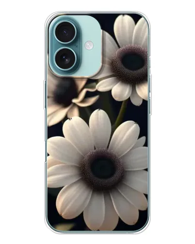 Чехол для iPhone 16 с картинкой «Белые маргаритки макро»