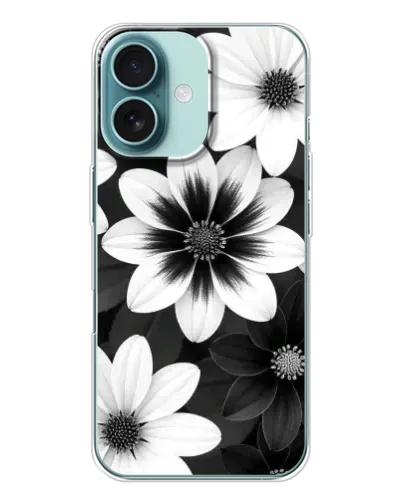 Чехол для iPhone 16 с картинкой «Монохромные астры»