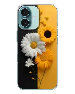 Чехол для iPhone 16 с картинкой «Подсолнух и ромашка»