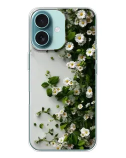 Чехол для iPhone 16 с картинкой «Ветка мелких белых цветов»