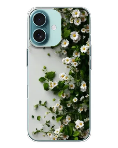 Чехол для iPhone 16 с картинкой «Ветка мелких белых цветов»