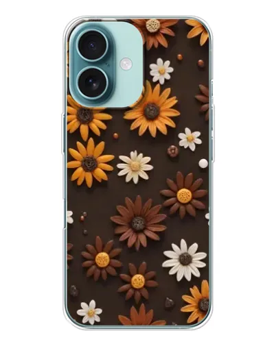 Чехол для iPhone 16 с картинкой «Узор из маленьких подсолнухов»