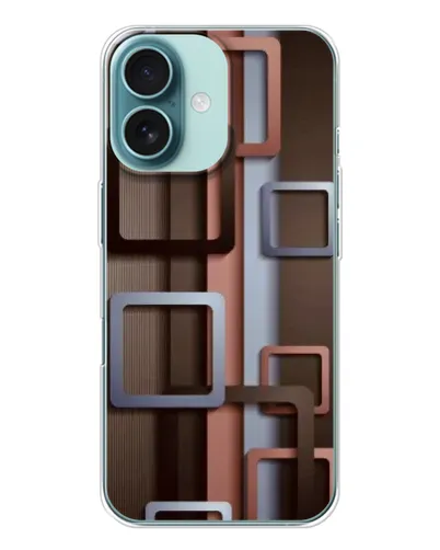 Чехол для iPhone 16 с картинкой «Коричневые объемные квадраты»