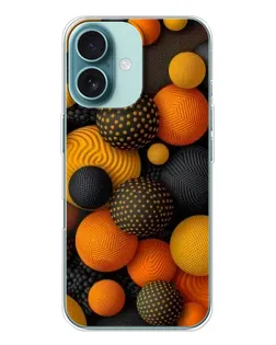 Чехол для iPhone 16 с картинкой «Объемные оранжевые сферы»