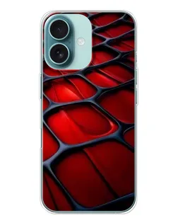 Чехол для iPhone 16 с картинкой «Красная глянцевая сетка»