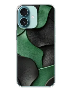 Чехол для iPhone 16 с картинкой «Зеленые кожаные волны»