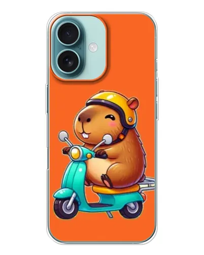 Чохол для iPhone 16 з картинкою «Капібара на скутері» Чохол для iPhone 16 з картинкою «Капібара на скутері»