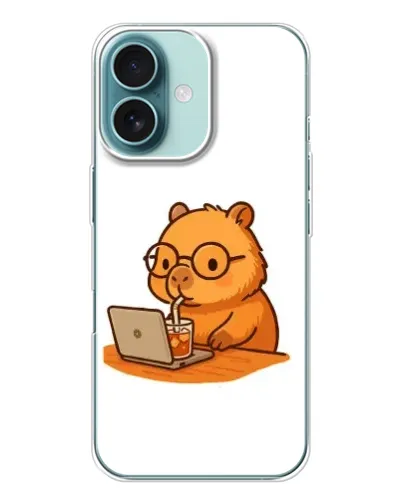 Чохол для iPhone 16 з картинкою «Капібара з ноутбуком» Чохол для iPhone 16 з картинкою «Капібара з ноутбуком»