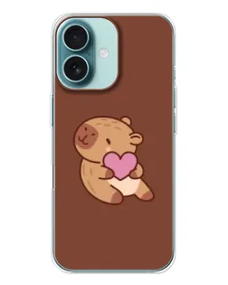 Чохол для iPhone 16 з картинкою «Капібара з серцем» Чохол для iPhone 16 з картинкою «Капібара з серцем»