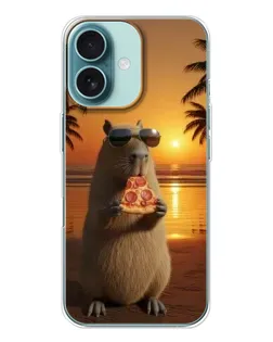 Чохол для iPhone 16 з картинкою «Капібара з піцою» Чохол для iPhone 16 з картинкою «Капібара з піцою»
