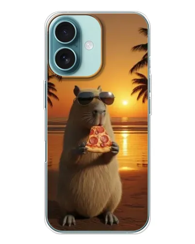 Чохол для iPhone 16 з картинкою «Капібара з піцою» Чохол для iPhone 16 з картинкою «Капібара з піцою»