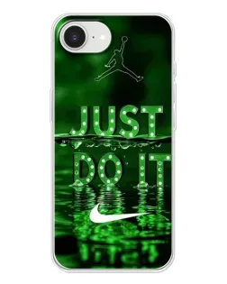 Чехол для iPhone 16e с картинкой «Зеленый неоновый Nike»