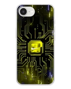 Чехол для iPhone 16e с картинкой «Nike — золотая искра»