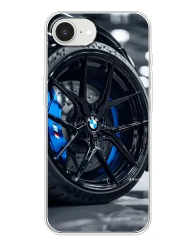 Чехол для iPhone 16e с картинкой «Колесо BMW вблизи»
