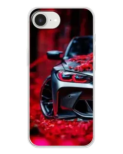 Чохол для iPhone 16e з картинкою «Спортивна BMW та квіти»