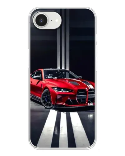 Чехол для iPhone 16e с картинкой «Красная BMW на дороге»