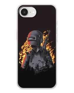 Чехол для iPhone 16e с картинкой «PUBG — огненный силуэт»