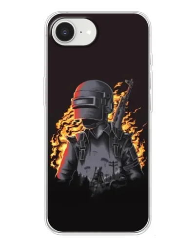 Чехол для iPhone 16e с картинкой «PUBG — огненный силуэт» Чехол для iPhone 16e с картинкой «PUBG — огненный силуэт»