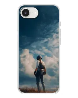 Чехол для iPhone 16e с картинкой «Герой PUBG на скале»