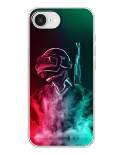 Чехол для iPhone 16e с картинкой «PUBG — огненный воин»